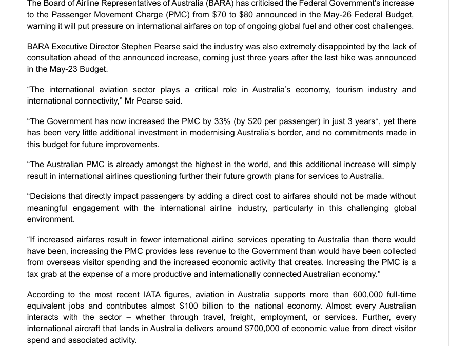 Hiking Passenger Movement Charge by a third in three years puts further pressure on international airlines and travellers